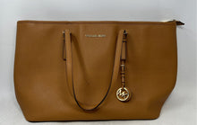 Load image into Gallery viewer, Michael Kors Womens Brown Charm Double Handle Inner Pockets Shoulder Bag