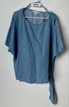 Load image into Gallery viewer, Michael Kors Womens Blue Short Sleeve Round Neck Side-Tie Blouse Top Size 3X