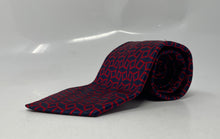Load image into Gallery viewer, Valentino Mens Red Blue Geometric Silk Keeper Loop Adjustable Pointed Tie