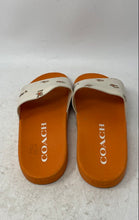 Load image into Gallery viewer, Coach Womens Udele Sport Orange White Strap Bear Design Slide Sandals Size 10B