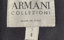 Load image into Gallery viewer, Armani Collezioni Womens Black Striped Long Sleeve Three Button Blazer Size 8