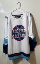 Load image into Gallery viewer, Troy Adults White Red & Blue Florida Alliance #3 Long Sleeve Hockey Jersey Sz S
