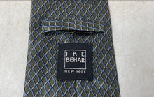 Load image into Gallery viewer, Ike Behar Mens Gray Argyle Keeper Loop Bar Track Formal Pointed Tie