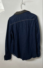 Load image into Gallery viewer, Zara Womens Blue Denim Dark Wash Long Sleeve Collared Button-Up Shirt Size M