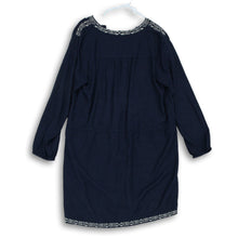 Load image into Gallery viewer, Gap Womens Blue White Embroidered Long Sleeve Adjustable Waist Mini Dress Size L