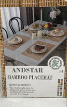 Load image into Gallery viewer, Pack Of 8 Andstar Brown Bamboo Rectangular Placemat Set For Dining Table