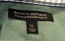Load image into Gallery viewer, Banana Republic Mens White Green Plaid Non-Iron Slim Fit Button-Up Shirt Size XL