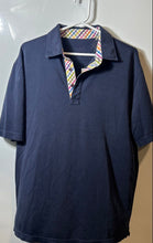 Load image into Gallery viewer, Bugatchi Uomo Mens Blue Short Sleeve Collared Regular Fit Polo Shirt Size Large