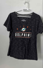 Load image into Gallery viewer, NFL Womens Gray V-Neck Miami Dolphins Football Pullover T-Shirt Size Large