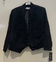 Load image into Gallery viewer, Pamela Mccoy Womens Black Suede Collared Open Front Jacket Size 1X With Tag