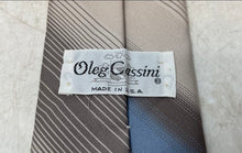 Load image into Gallery viewer, Oleg Cassini Mens Gray And Blue Striped Pattern Formal Pointed Tie