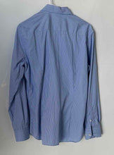 Load image into Gallery viewer, Massimo Dutti Mens Blue Striped Long Sleeve Easy Iron Dress Shirt Size 15
