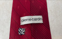 Load image into Gallery viewer, Pierre Cardin Mens Red And Black Printed Silk Adjustable Designer Tie