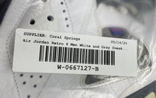 Load image into Gallery viewer, Authentic Nike Mens Jordan 6 Retro White Gray Sneaker Shoes Size 12 Damaged