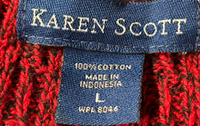 Load image into Gallery viewer, Karen Scott Womens Red Cotton Crew Neck Long Sleeve Pullover Sweater Size Large
