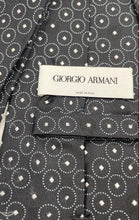 Load image into Gallery viewer, Giorgio Armani Mens Black White Silk Printed Adjustable Pointed Tie