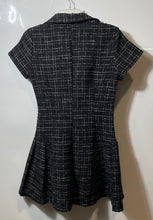 Load image into Gallery viewer, Zara Womens Black White Windowpane Plaid Tweed Pleated Hem Mini Dress Size Small