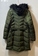 Load image into Gallery viewer, Guess Womens Green Long Sleeve Hooded Pockets Full-Zip Puffer Coat Size Large