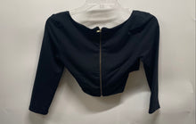 Load image into Gallery viewer, Bebe Womens Black Long Sleeve Twisted Front Back-Zip Cropped Blouse Top Size S