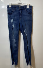 Load image into Gallery viewer, Express Womens Blue Distressed Medium Wash Denim Skinny Leg Jeans Size 8