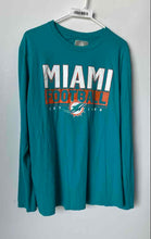 Load image into Gallery viewer, NFL Mens Aqua Miami Dolphins Long Sleeve Crew Neck Football T-Shirt Size Large