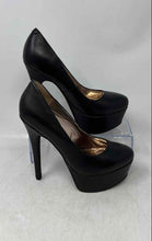 Load image into Gallery viewer, Steve Madden Womens Black Leather Round Toe Platform Pump Heels Size 6.5B