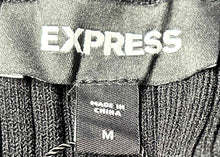 Load image into Gallery viewer, Express Womens Black Ribbed Knit Flat Front Flared Leg Ankle Pants Size Medium