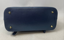 Load image into Gallery viewer, Le Poyel Womens Blue Leather Adjustable Strap Bottom Studs Flap Backpack