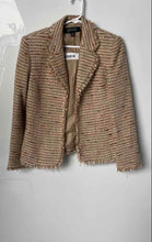 Load image into Gallery viewer, Kasper Womens Beige Printed Tweed Long Sleeve Open Front Blazer Size 4P