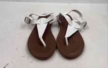 Load image into Gallery viewer, Mossimo Supply Co. Womens White Faux Leather Ankle Strap Thong Sandals Size 7