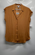 Load image into Gallery viewer, Nine West Womens Brown Cap Sleeve Easy Lapel Collared Button-Up Shirt Size Small