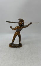Load image into Gallery viewer, Vintage Brass Spartan Warrior King Leonidas w/ Spear Indian Men Hunter Figurine