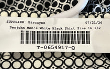 Load image into Gallery viewer, Sean John Mens White Black Geometric Tailored Fit Dress Shirt Size 16 1/2