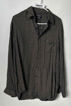 Load image into Gallery viewer, Guess Mens Brown Black Plaid Collared Long Sleeve Button-Up Shirt Size Large