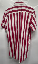 Load image into Gallery viewer, Zara Mens Red White Striped Short Sleeve Super Slim Fit Button-Up Shirt Size M