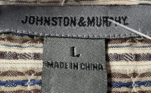 Load image into Gallery viewer, Johnston & Murphy Mens Brown Beige Striped Long Sleeve Button-Up Shirt Size L