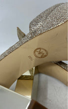 Load image into Gallery viewer, Michael Kors Womens Gold-Tone Glitter Buckle Block Platform Heels Size 7.5M