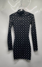 Load image into Gallery viewer, Divided By H&M Womens Black White Monogram Long Sleeve Bodycon Dress Size XXS