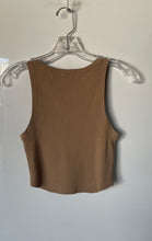 Load image into Gallery viewer, Zara Womens Brown Knitted Sleeveless Round Neck Cropped Tank Top Size S