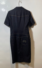 Load image into Gallery viewer, Armani Exchange Womens Blue Denim Short Sleeve Front Zip Sheath Dress Size 10
