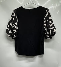 Load image into Gallery viewer, Nine West Womens Black Short Puff Sleeve Collarless Pullover Blouse Top Size L