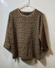 Load image into Gallery viewer, Tahari Womens Brown Animal Print 3/4 Sleeve Crew Neck Pullover Sweater Size L