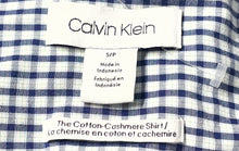 Load image into Gallery viewer, Calvin Klein Mens Blue White Gingham Long Sleeve Collared Button-Up Shirt Size S