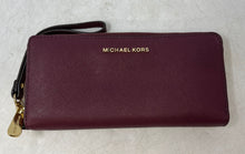 Load image into Gallery viewer, Michael Kors Womens Burgundy Textured Leather Detachable Strap Zip-Around Wallet