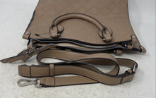 Load image into Gallery viewer, Nine West Womens Brown Monogram Embossed Shoulder Strap Satchel Handbag