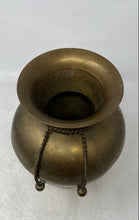 Load image into Gallery viewer, Collectible Gold-Tone Hammered Brass Vase With Rope Detail And Tassels