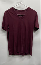Load image into Gallery viewer, Armani Exchange Mens Burgundy Pima Cotton Short Sleeve V-Neck T-Shirt Size M