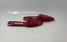 Load image into Gallery viewer, Zara Womens Red Leather Open Toe Slip-On Flat Slide Sandals Size EUR 38