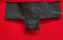 Load image into Gallery viewer, Zara Womens Red Sleeveless Crew Neck Peplum Hem Stretch Mini Dress Size M
