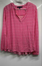 Load image into Gallery viewer, Tommy Hilfiger Womens Pink Chevron Long Sleeve Blouse Top Size PL